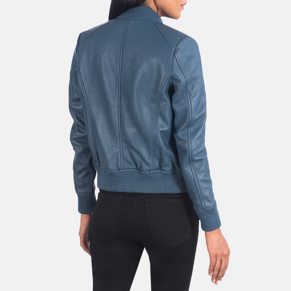 Annan blue sheepskin bomber jacket for women, photo 5