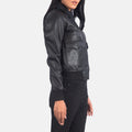 Balloch black sheepskin A-2 leather bomber jacket for women