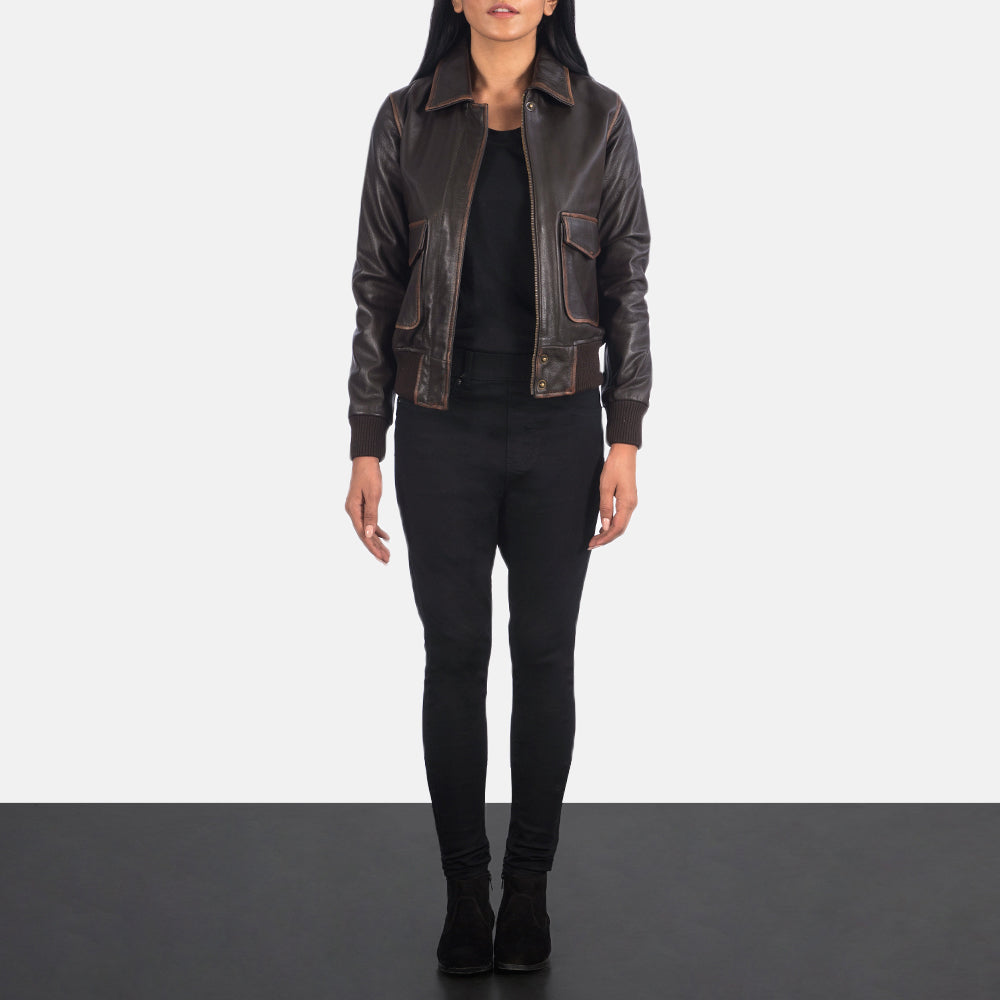 Bearsden brown goatskin bomber jacket for women, photo 2