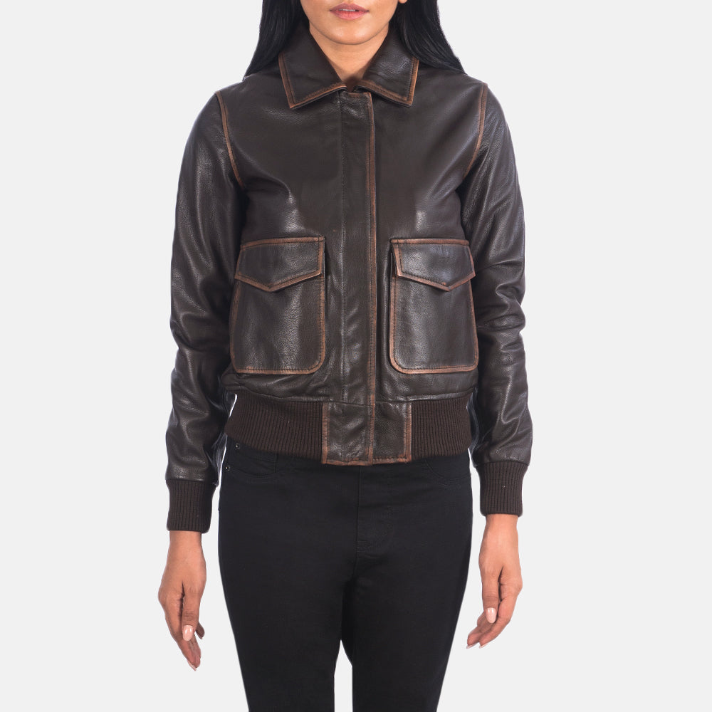 Bearsden brown goatskin bomber jacket for women, photo 4
