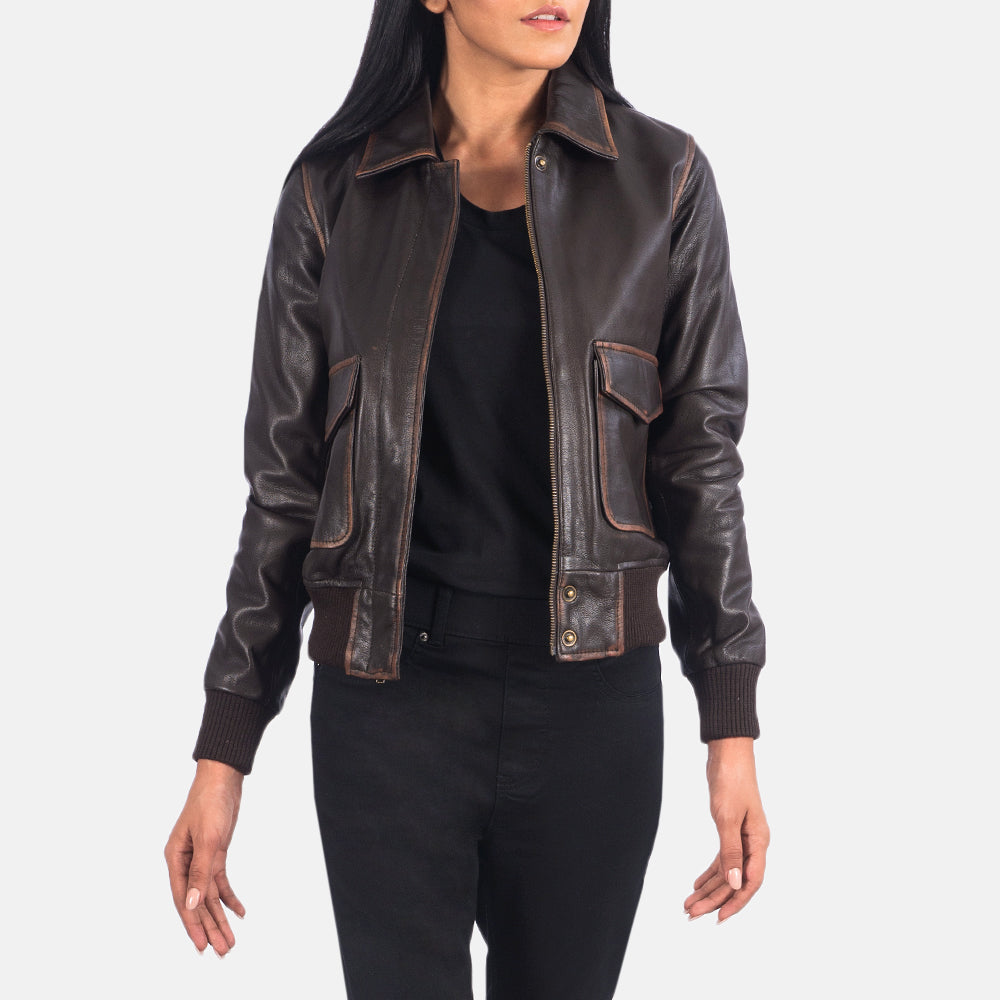 Bearsden brown goatskin bomber jacket for women, photo 6
