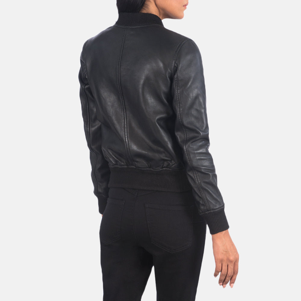 Dumfries black sheepskin bomber jacket for women, photo 5
