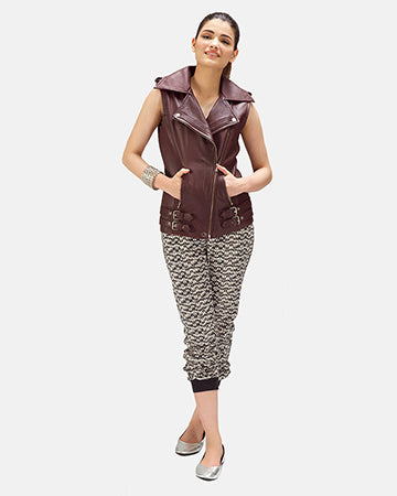 Montrose maroon sheepskin vest for women, photo 6