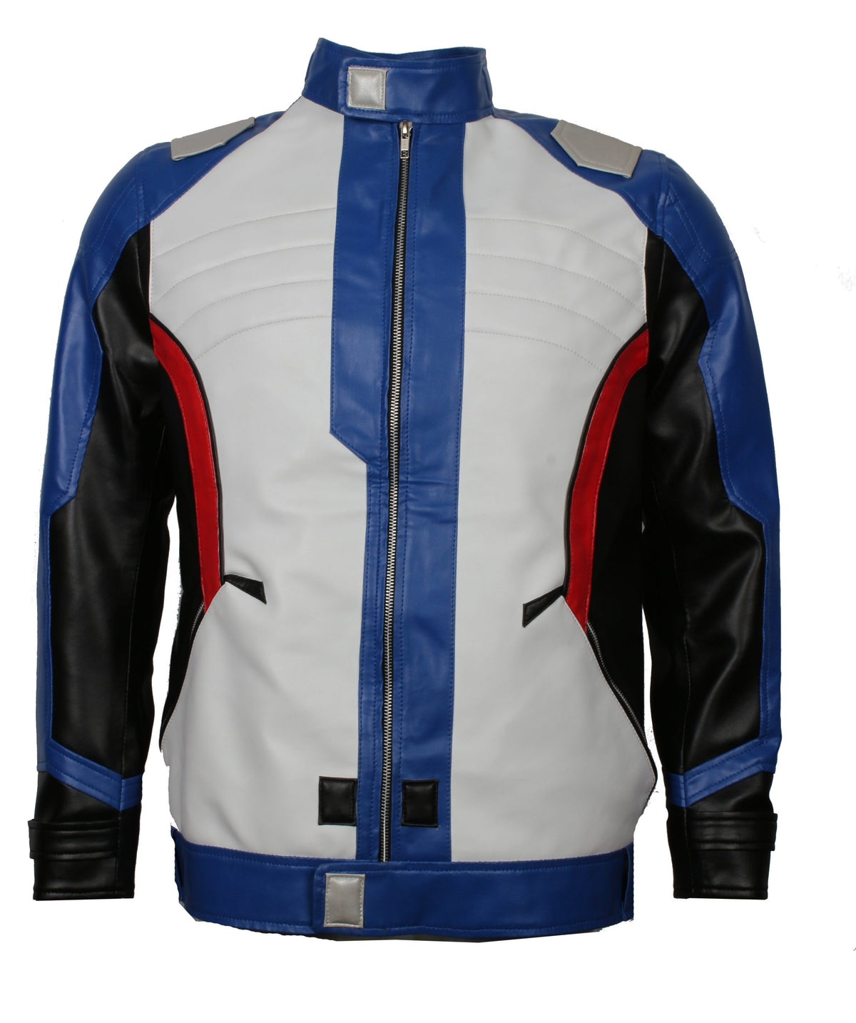 Overwatch Soldier 76 blue and white sheepskin leather jacket, photo 2