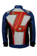 Overwatch Soldier 76 blue and white sheepskin leather jacket for men