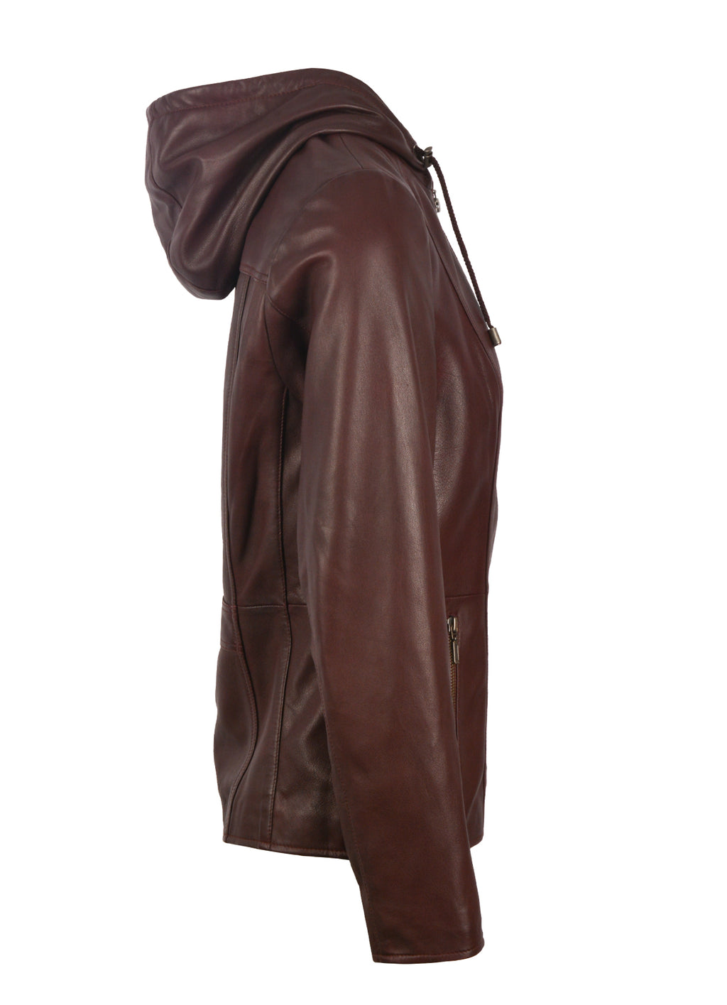 Portree maroon hooded sheepskin jacket for women, photo 2