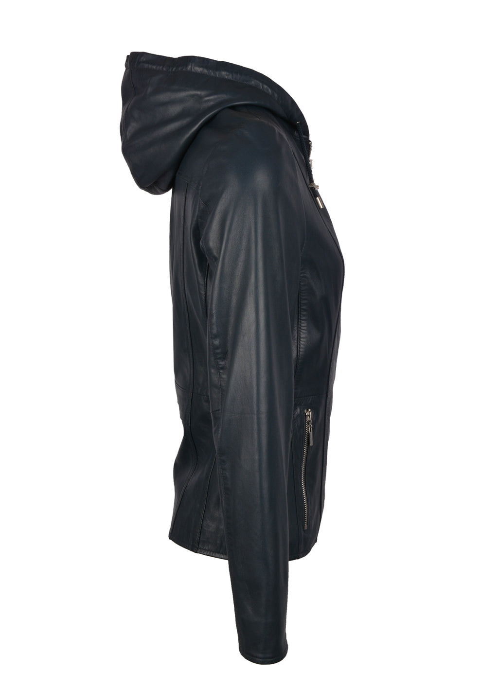 Saltcoats navy hooded sheepskin jacket for women, photo 2