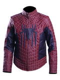 Spider-Man black faux leather jacket for men with stand collar