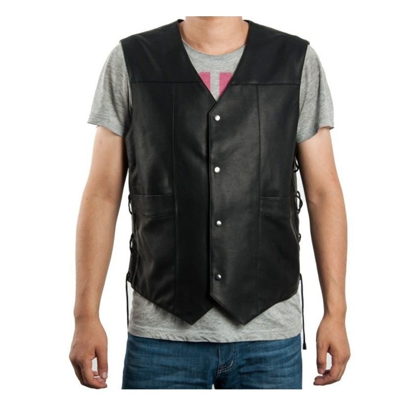Daryl Dixon black faux leather angel wings vest, photo 2