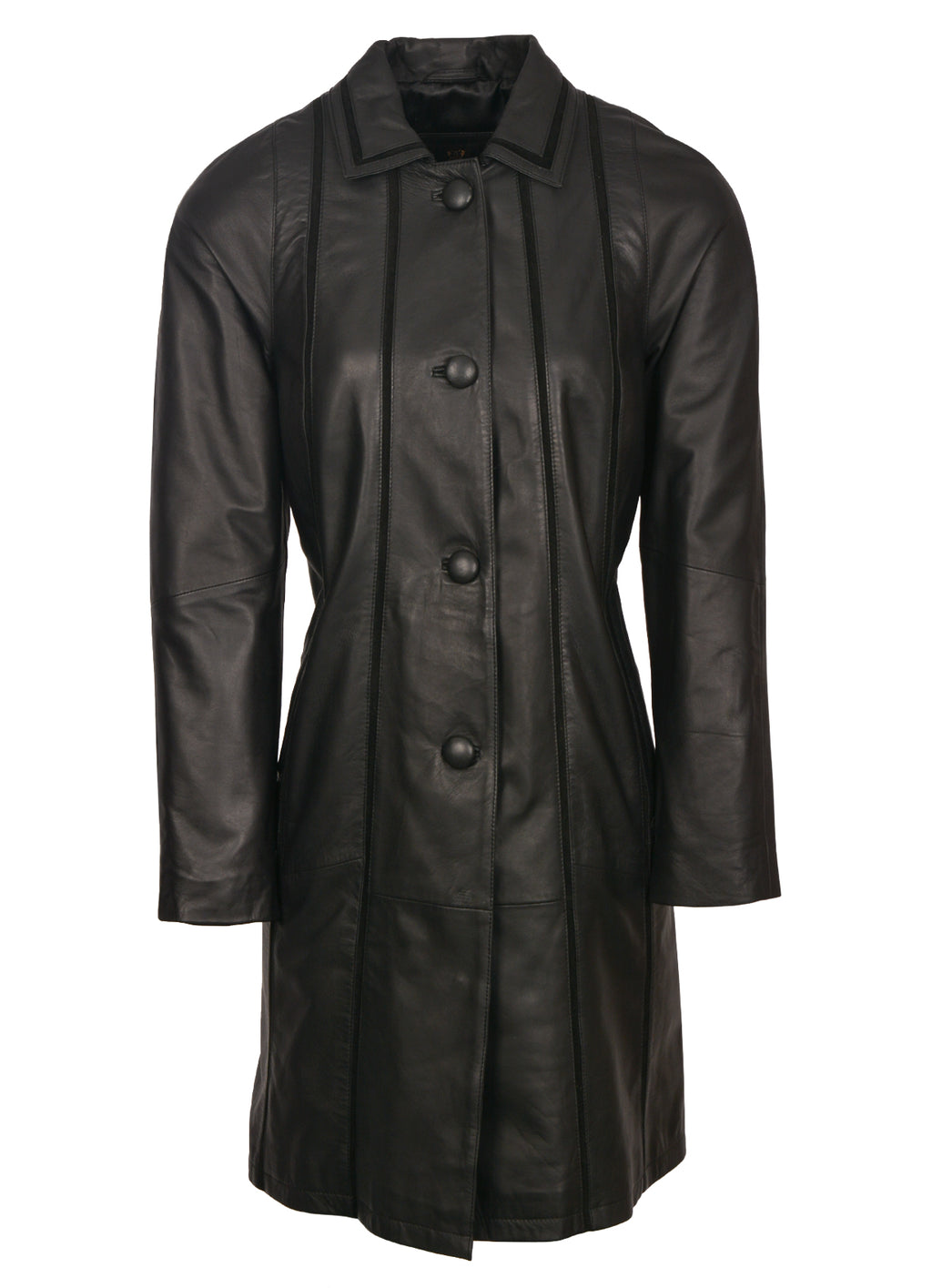 Thurso long black sheepskin leather coat for women