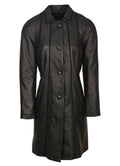 Thurso long black sheepskin leather coat for women