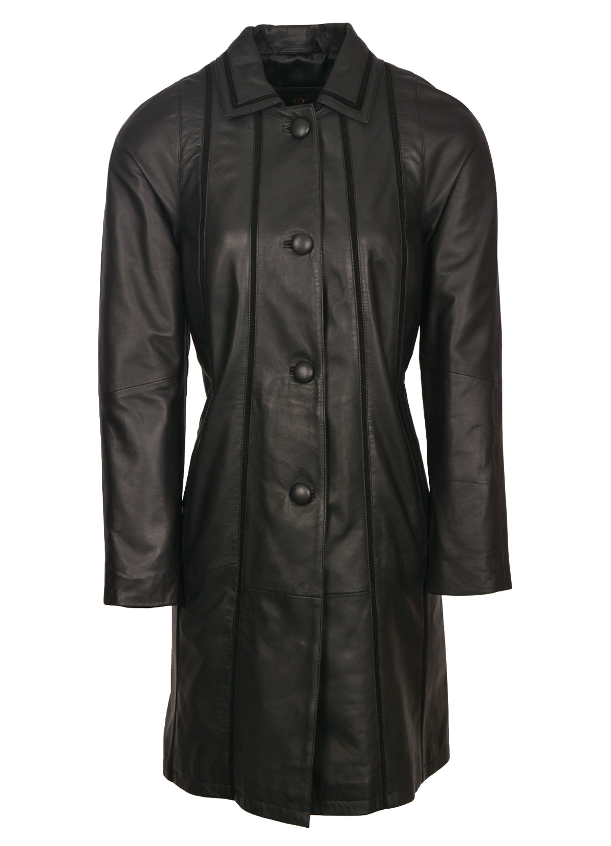 Thurso long black sheepskin leather coat for women