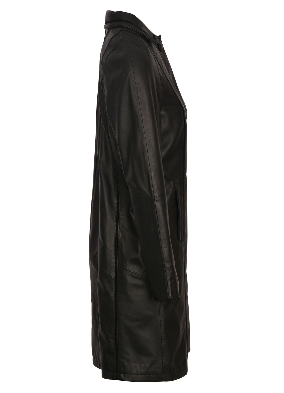 Thurso long black sheepskin leather coat for women, photo 3