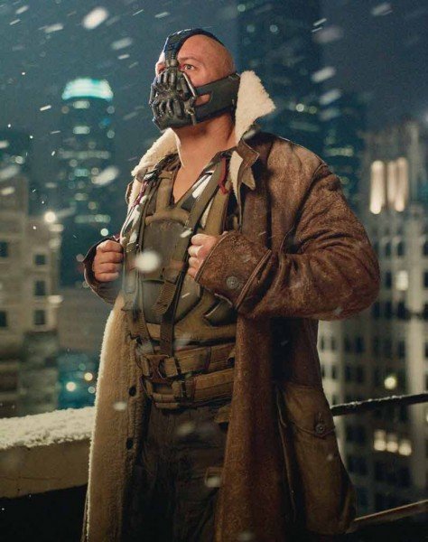 Tom Hardy Bane coat for men in brown cowhide leather with shearling