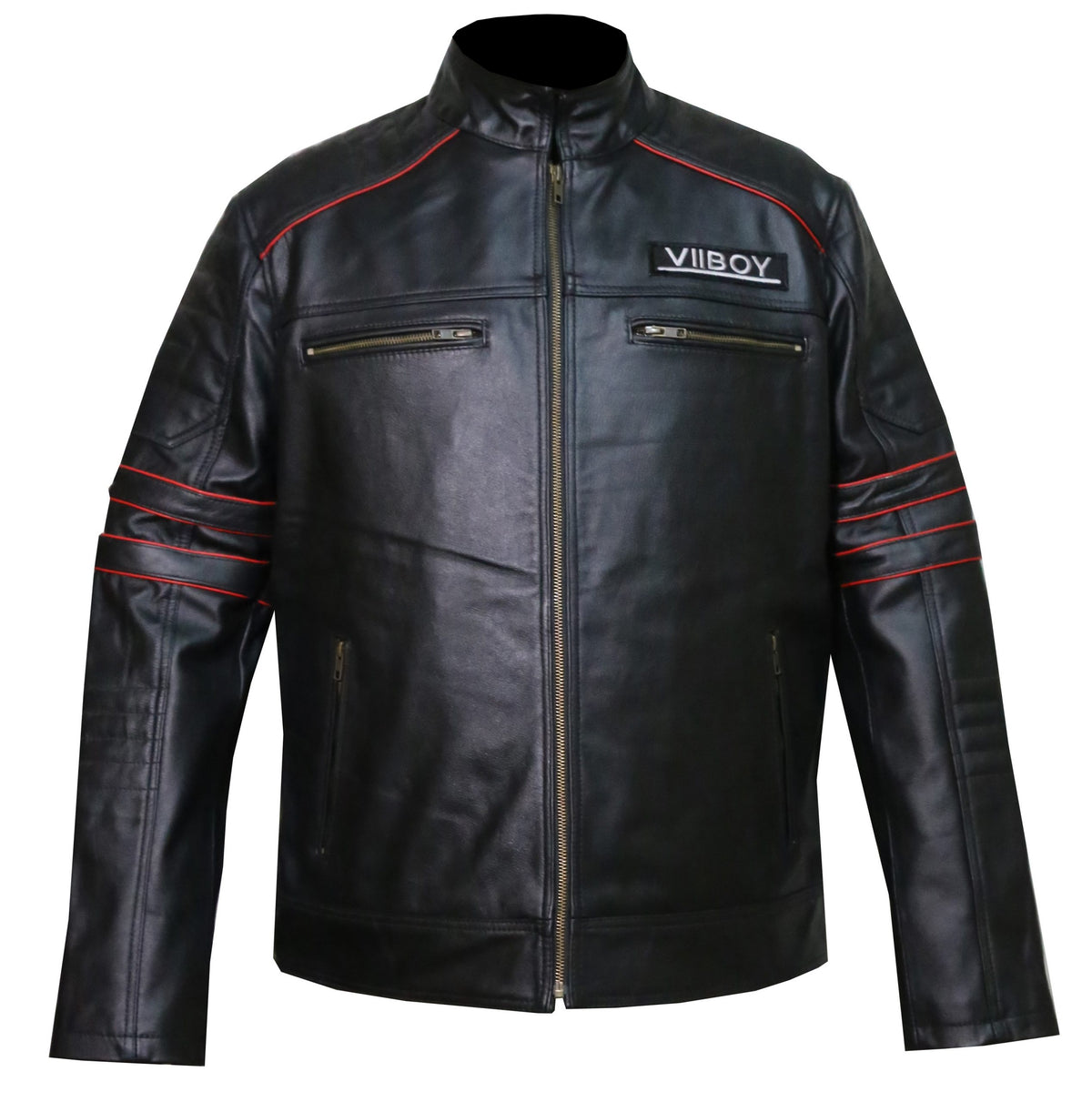 Men's VII BOY black leather biker jacket, photo 3