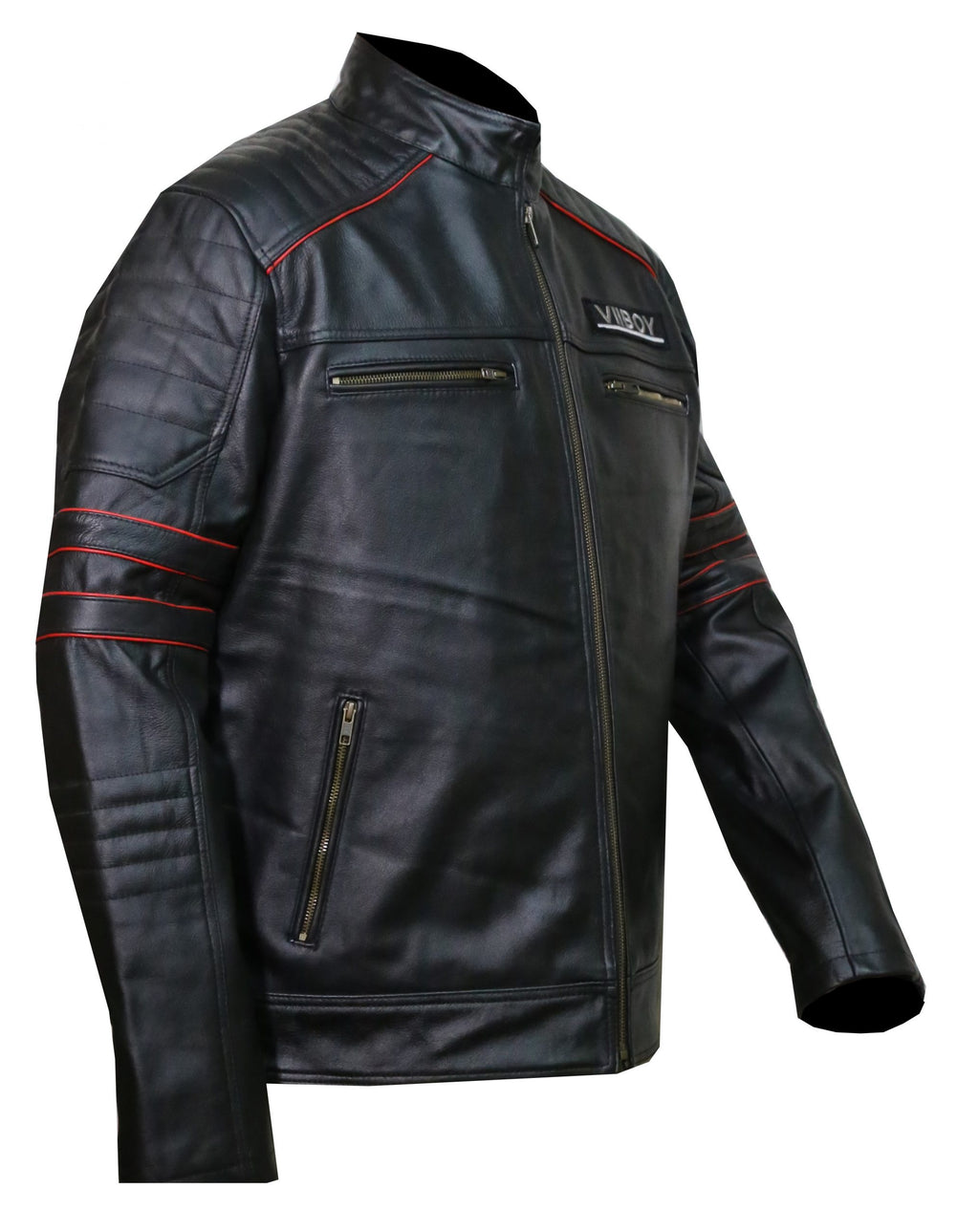 Men's VII BOY black leather biker jacket, photo 4