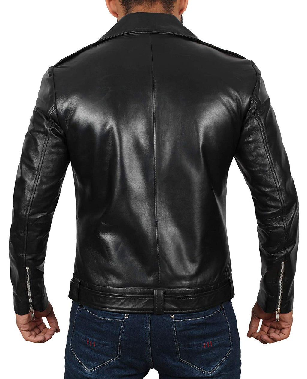 Brandon Flowers black sheepskin biker jacket, photo 4