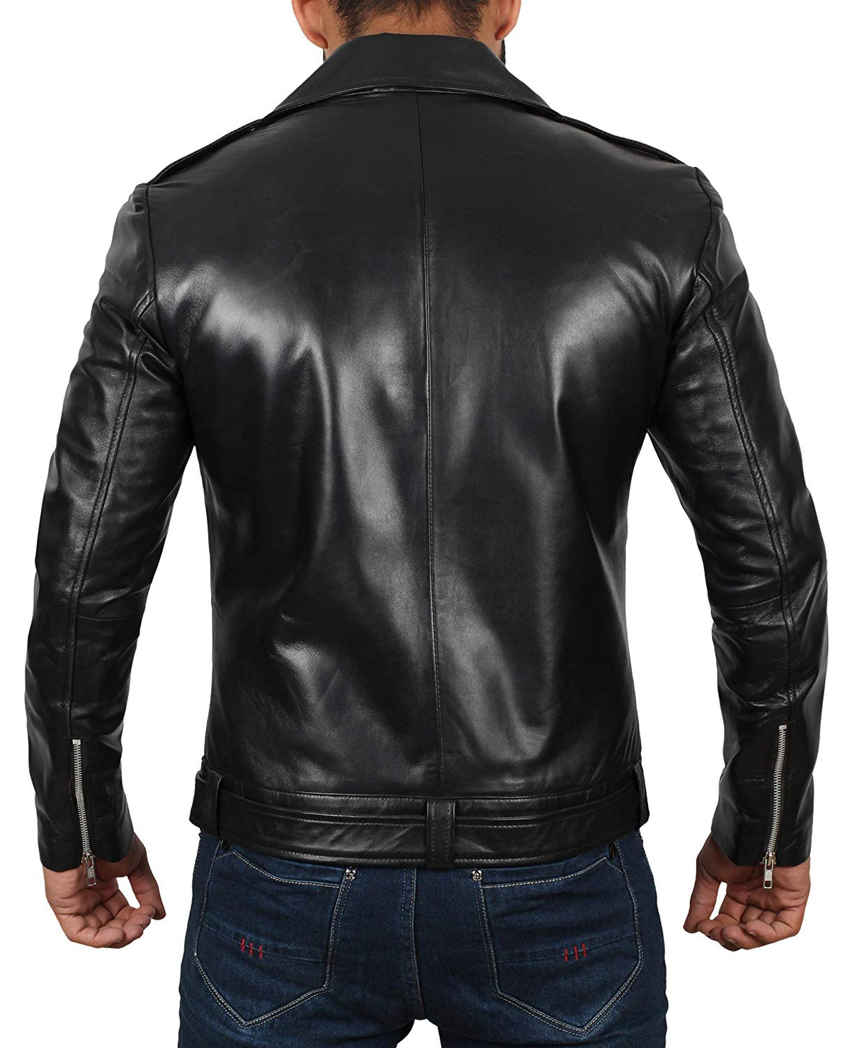 Brandon Flowers black sheepskin biker jacket, photo 4