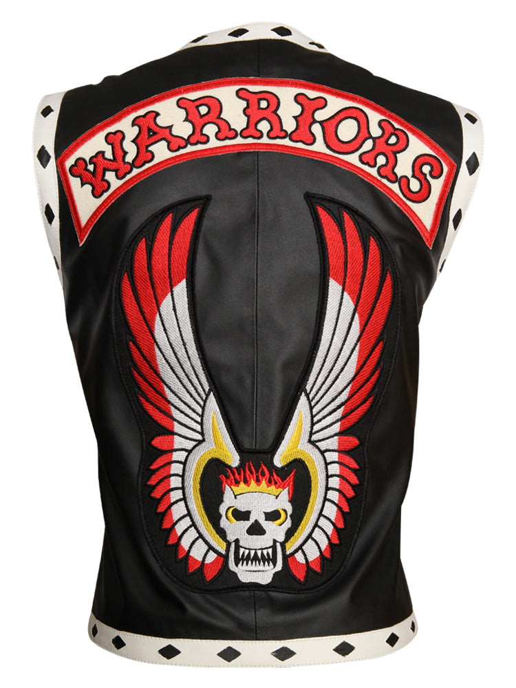 Men's black Warriors faux leather motorcycle vest