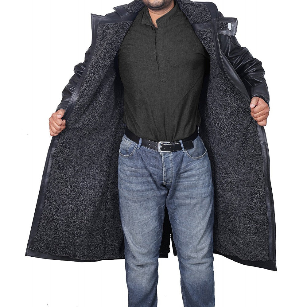 Blade Runner 2049 long black leather trench coat, photo 4