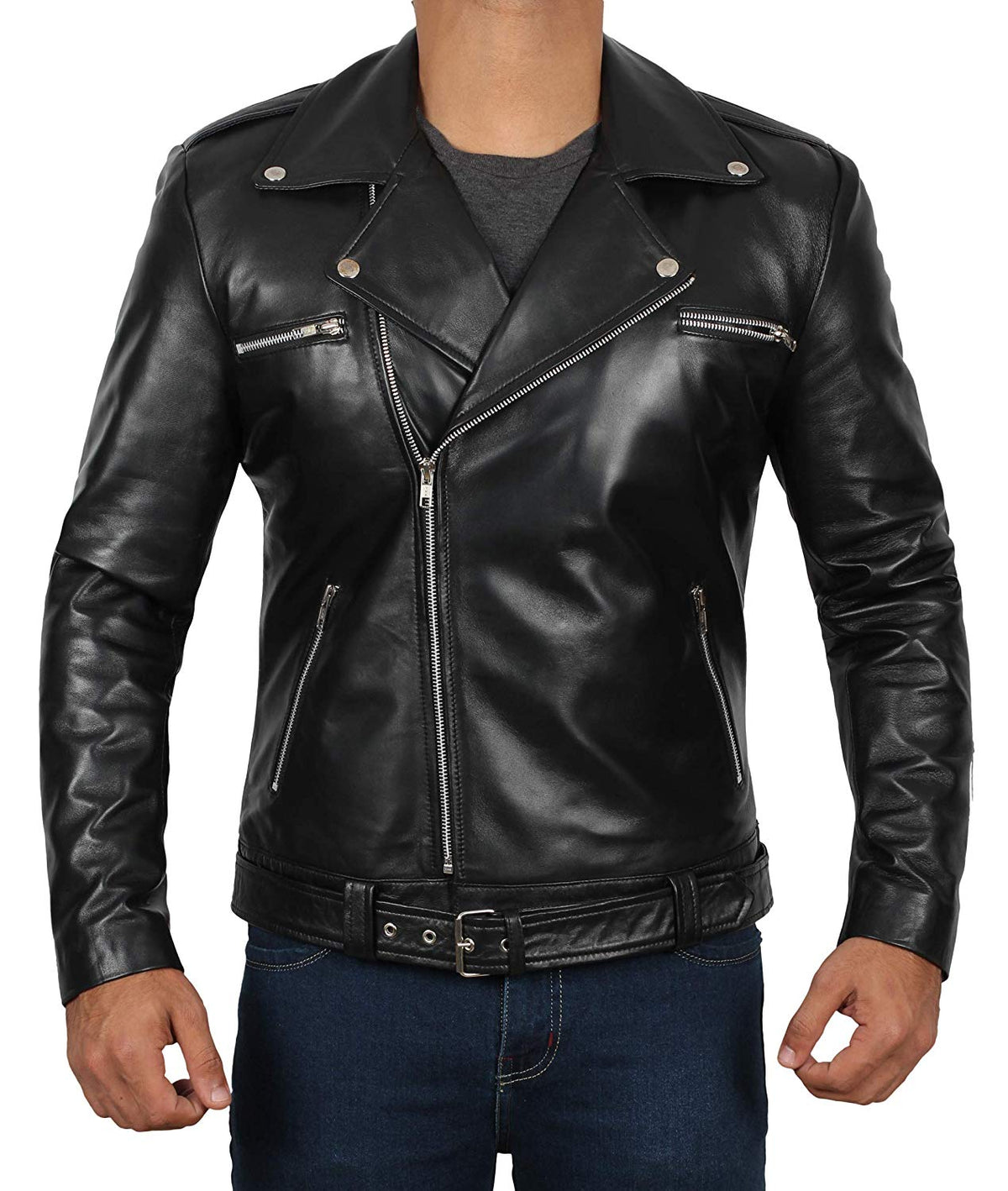Brandon Flowers black sheepskin biker jacket, photo 2