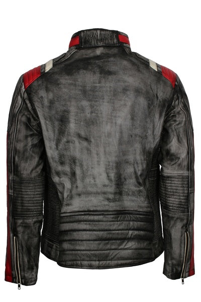 Men's distressed black sheepskin motorcycle jacket, photo 4