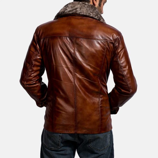 Acton brown sheepskin aviator leather jacket, photo 2