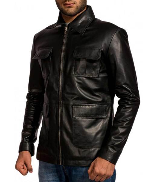 Damon Salvatore black sheepskin leather jacket, photo 2