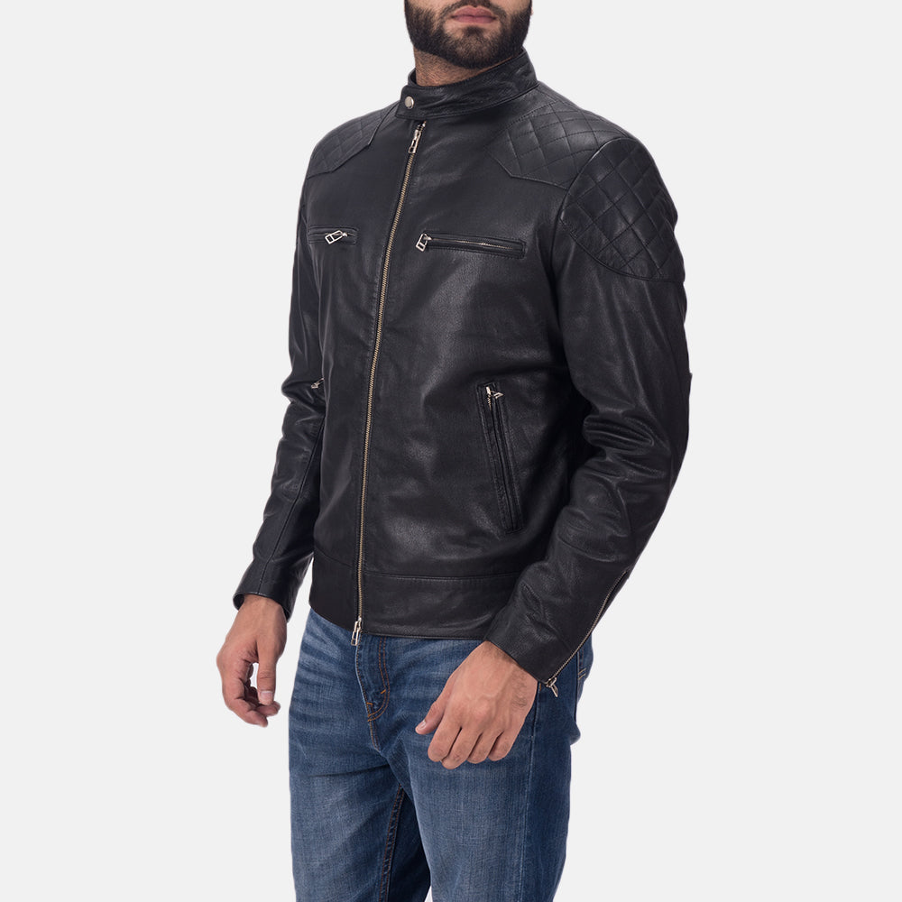 David Beckham black belted leather motorcycle jacket, photo 3
