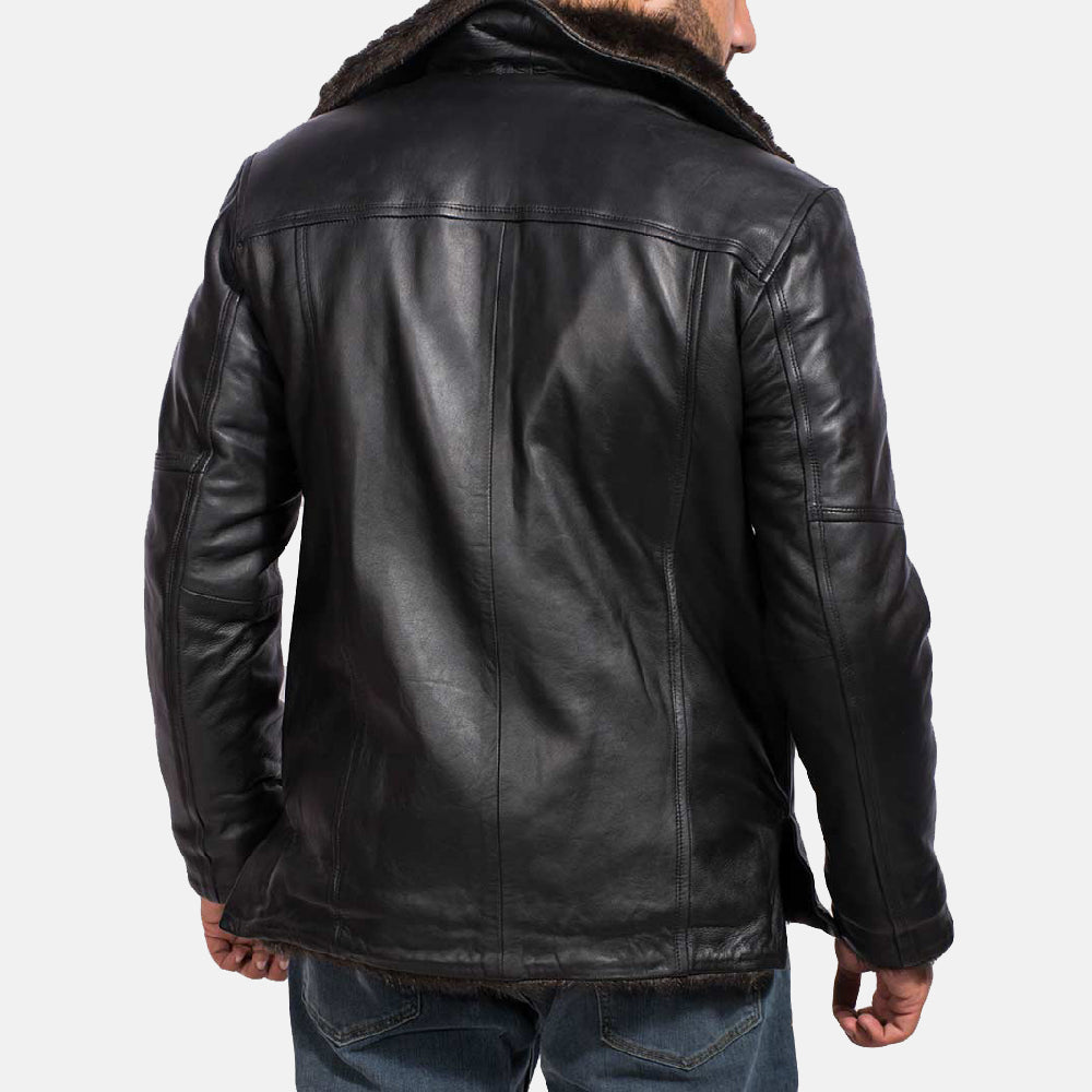 Alcester black sheepskin jacket with faux fur lining, photo 3