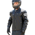 Men's black leather motorcycle jacket with zip-in liner, Classic '92 style
