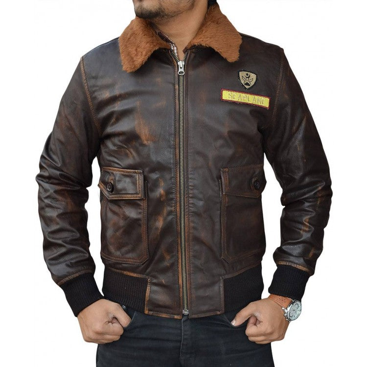 Nick Jonas Jumanji brown sheepskin leather jacket for men, photo 2