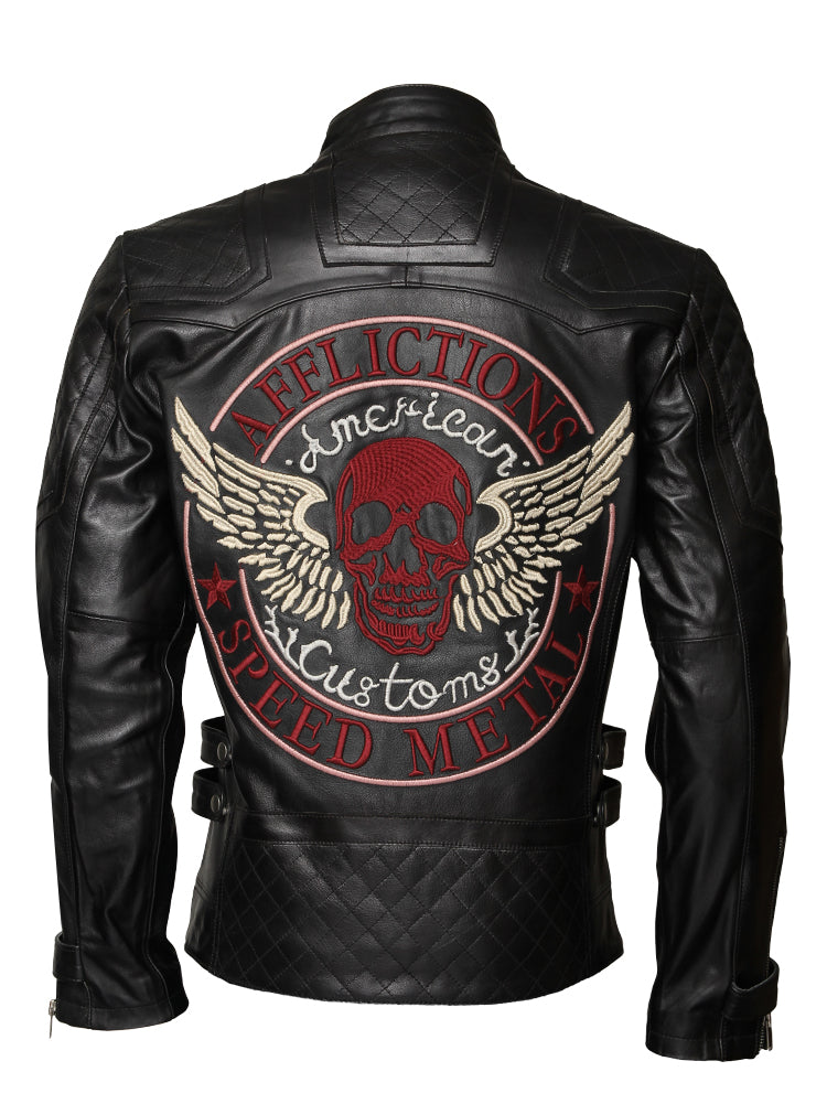 Men's Affliction black sheepskin leather jacket, photo 2