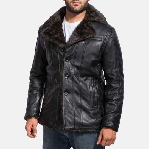 Alcester black sheepskin jacket with faux fur lining, photo 2