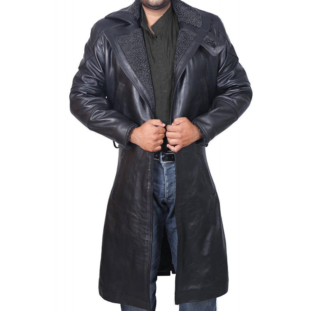 Blade Runner 2049 long black leather trench coat, photo 2