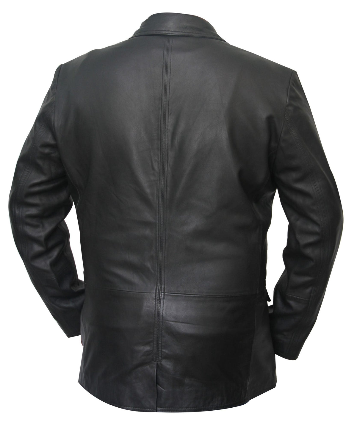 Men's black genuine leather blazer jacket, photo 2