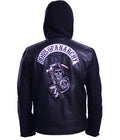 SAMCRO Sons of Anarchy black faux leather zip-up hoodie for men