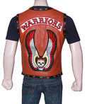Men's tan skull leather vest with Punisher back patch