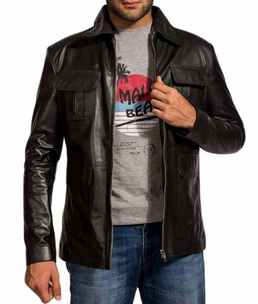 Damon Salvatore black sheepskin leather jacket, photo 3