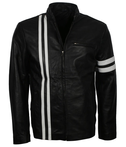 Vin Diesel black sheepskin jacket with white sleeve stripes, photo 3