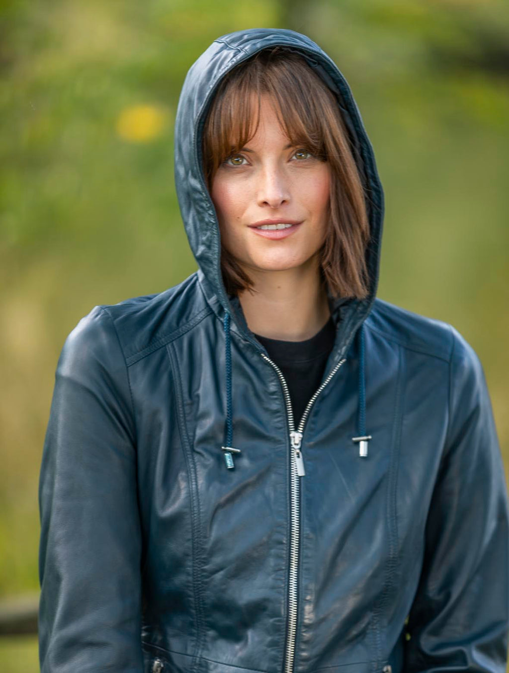 Saltcoats navy hooded sheepskin jacket for women, photo 5