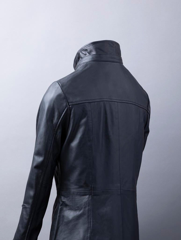 Ullapool black hooded leather coat for women, photo 4
