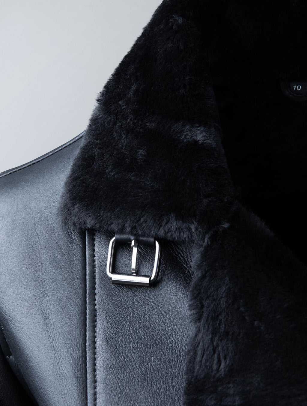 Largs oversized black sheepskin aviator jacket for women, photo 2