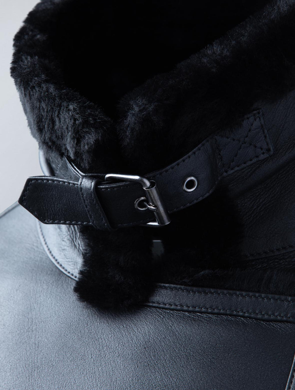 Largs oversized black sheepskin aviator jacket for women, photo 4
