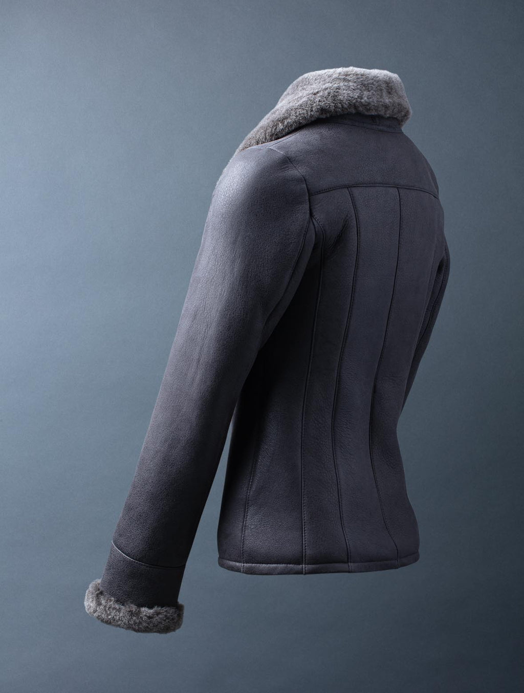 Huntly charcoal grey sheepskin aviator leather jacket for women