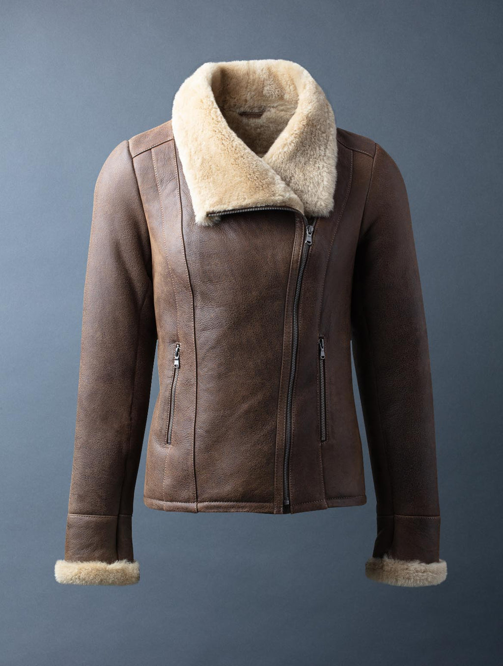 Kirkwall tan sheepskin aviator jacket for women, photo 2